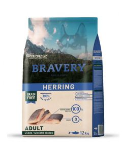 BRAVERY DOG ADULT HERRING LARGE/MEDIUM BREEDS 12KG