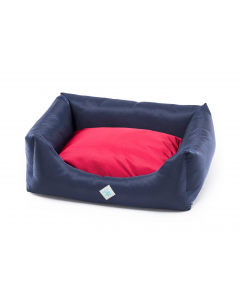 LEO PET CAMA RODI CON COJÍN DESMONTABLE PANAL AZUL OSCURO/ROJO 70X85 CM