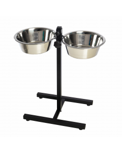 LEO PET SOPORTE AJUSTABLE CON DOBLE COMEDERO EN ACERO INOXIDALBE 1800ML