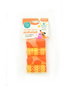 LEO PET BOLSAS HIGIÉNICAS DE COLORES AROMA A NARANJA 4 ROLLOS