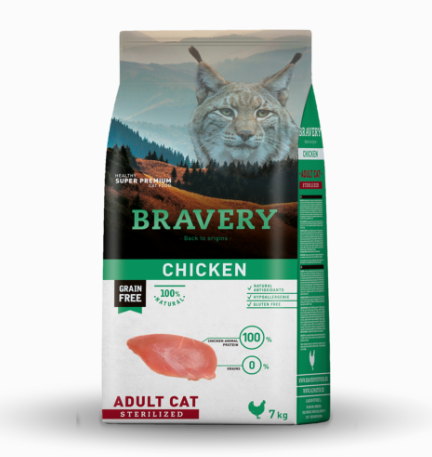 BRAVERY CAT ADULT STERILIZED CHICKEN 7KG