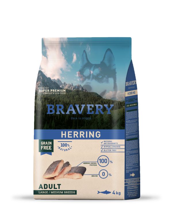 BRAVERY DOG ADULT HERRING (ARENQUE)  MED/LARGE 4KG
