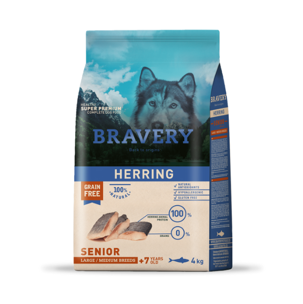 BRAVERY DOG SENIOR HERRING (ARENQUE) MED/LARGE 4KG