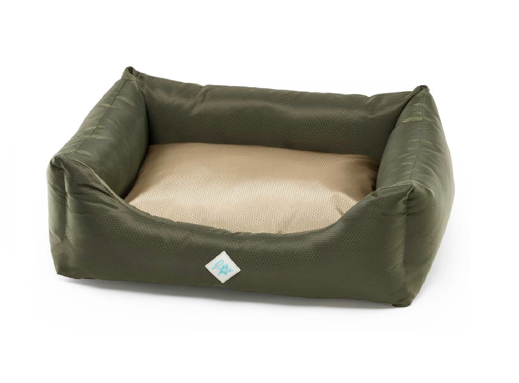 LEO PET CAMA RODI CON COJÍN DESMONTABLE PANAL VERDE/BEIGE 70X85 CM