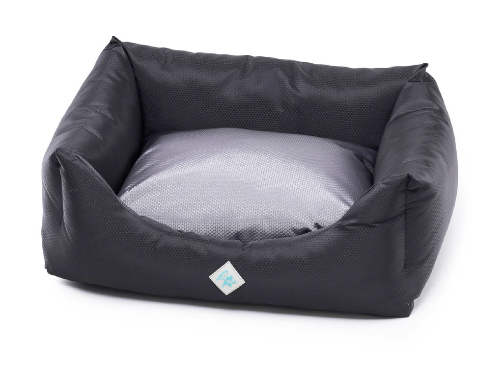 LEO PET CAMA RODI CON COJÍN DESMONTABLE PANAL NEGRO/GRIS 70X85 CM