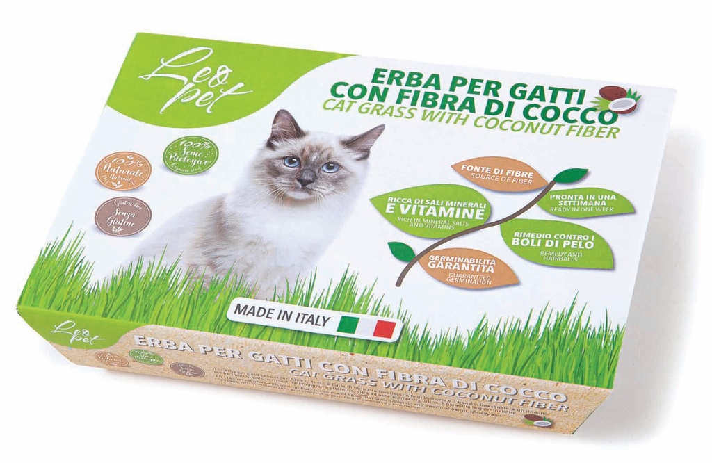 LEO PET HIERBA PARA GATOS CON FIBRA DE COCO 100GR