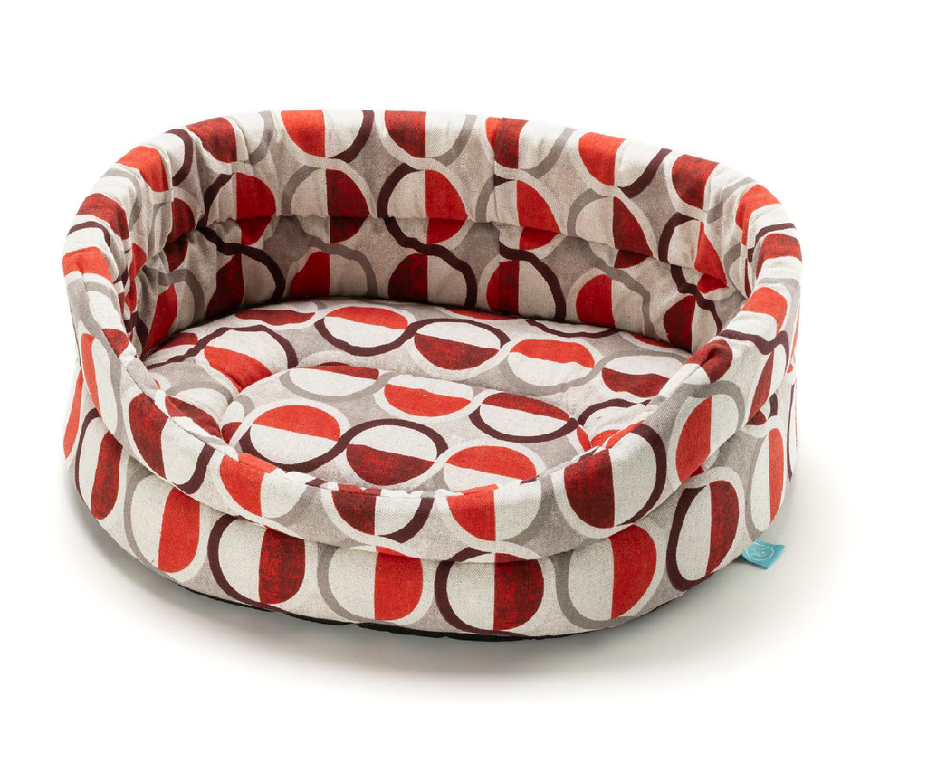 LEO PET CAMA ORFEO CON CÍRCULOS ROJOS TAMAÑO SET DE 4 CAMAS