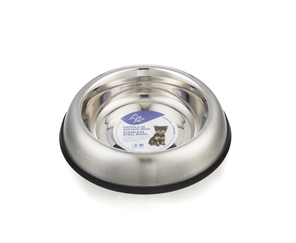 LEO PET BOWL DE ACERO INOXIDABLE ANTIDESLIZANTE 450 ML