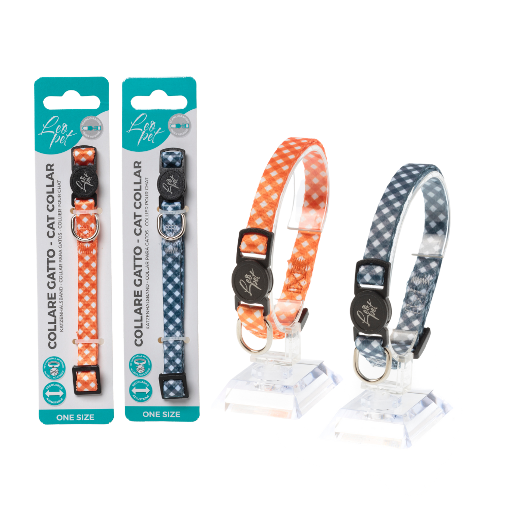 LEO PET COLLAR GATO ESTAMPADO CUADRÍCULA COLOR VARIADO