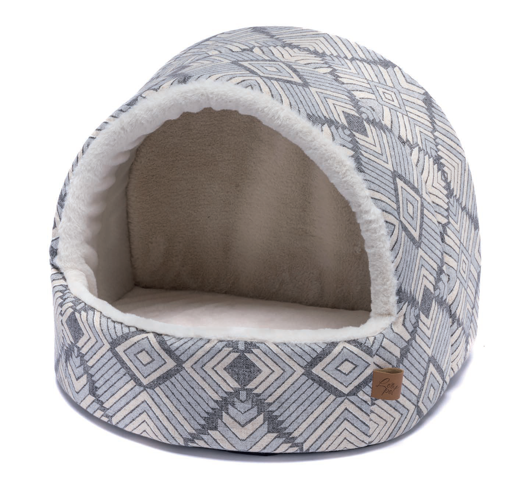 LEO PET IGLOO GRIS 38X36X36CM CON COJÍN DESMONTABLE Y PLEGABLE