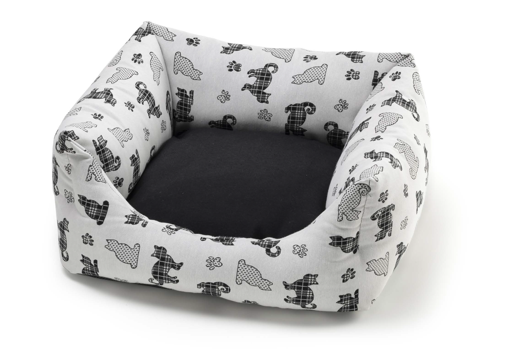 LEO PET COLCHÓN VISCOELÁSTICO GEOMÉTRICO GRIS CON CREMALLERA 75X115X8CM