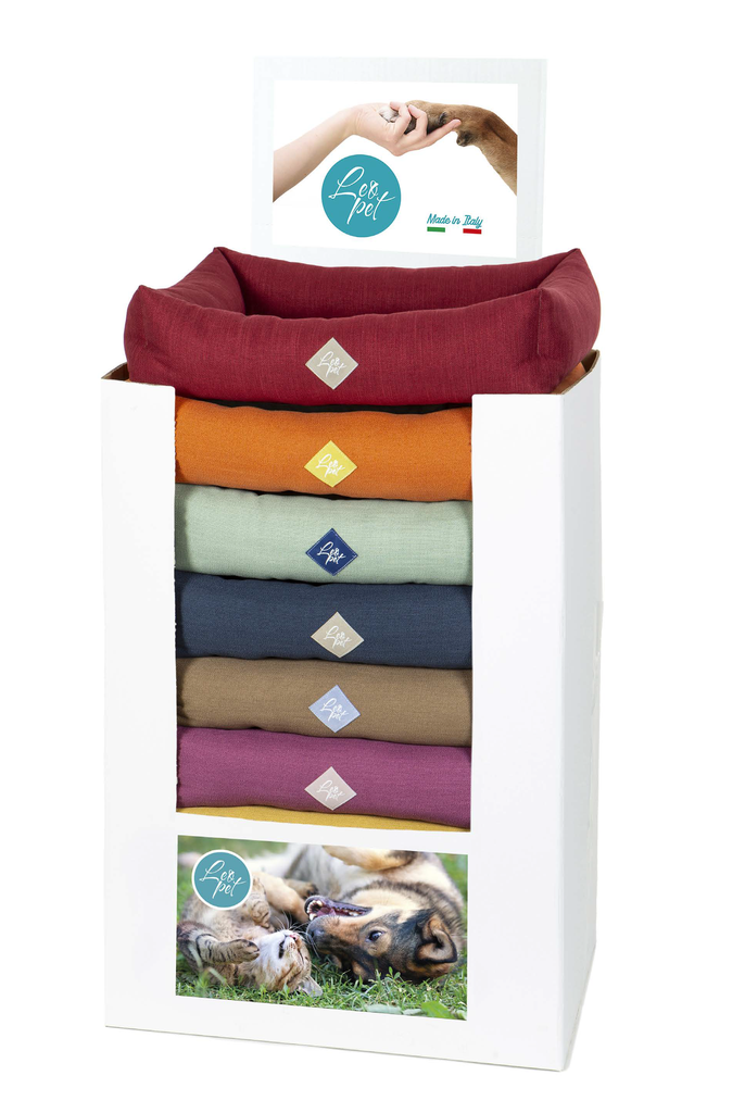 LEO PET EXPOSITOR CUNAS ELBA COLOR LISO VARIADOS 43x56 CM (10 UNIDADES POR EXPOSITOR)