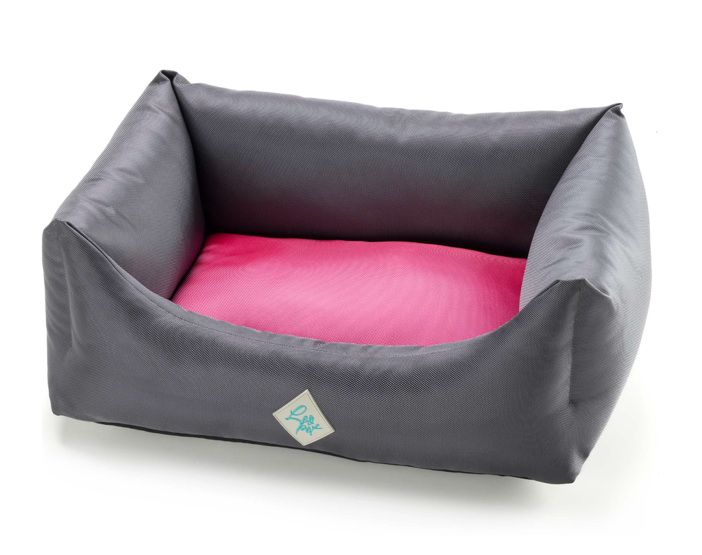 LEO PET CAMA RODI EXTRA FUERTE FUCSIA Y GRIS AGUA 85X110 CM