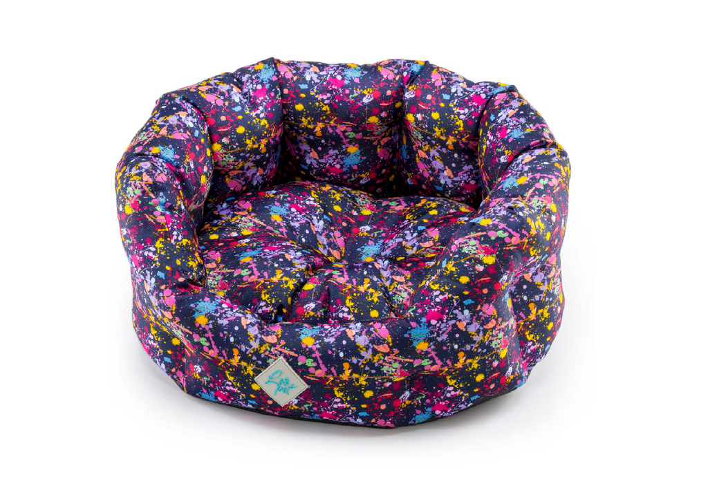 LEO PET CAMA SANTORINI RESISTENTE AL AGUA COLORES ABSTRACTOS 55x45x21 CM