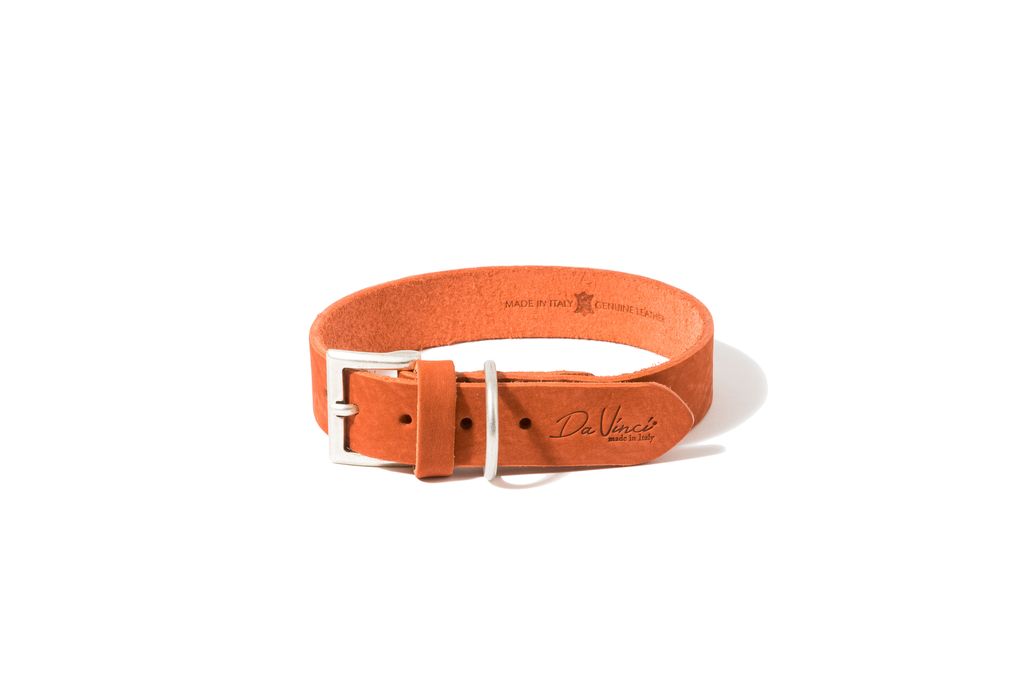 LEO PET FATTED LEATHER COLLAR 50x3 CM ORANGE