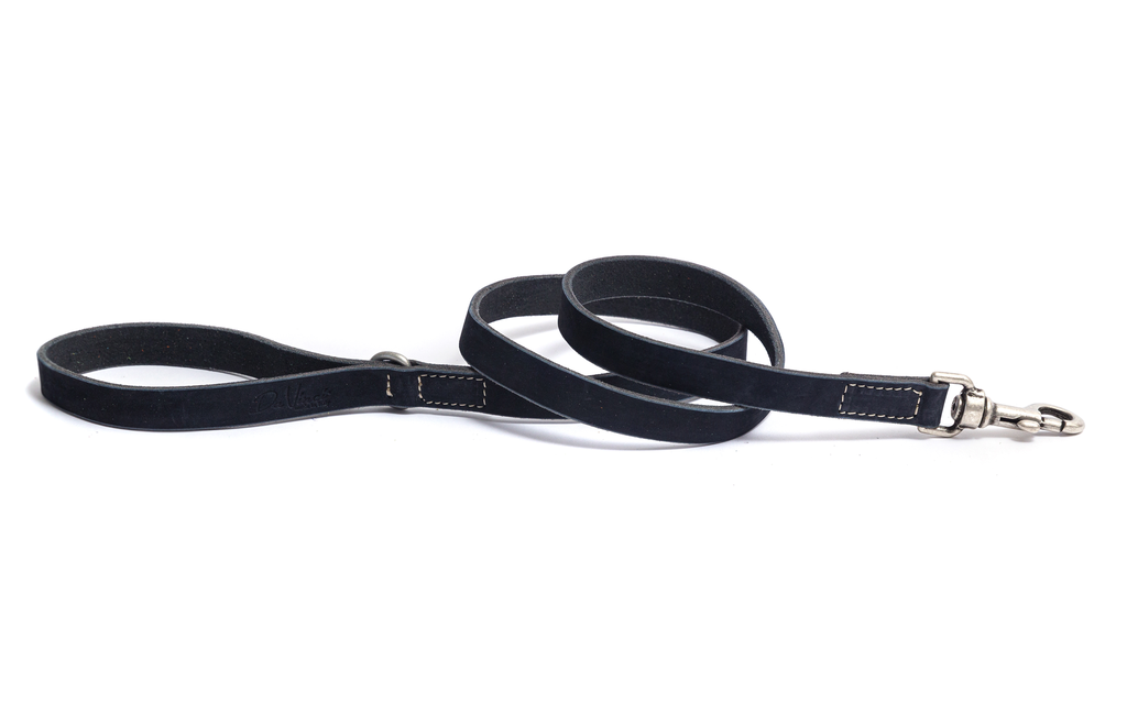 LEO PET FATTED LEATHER LEAD 120x2 CM BLACK