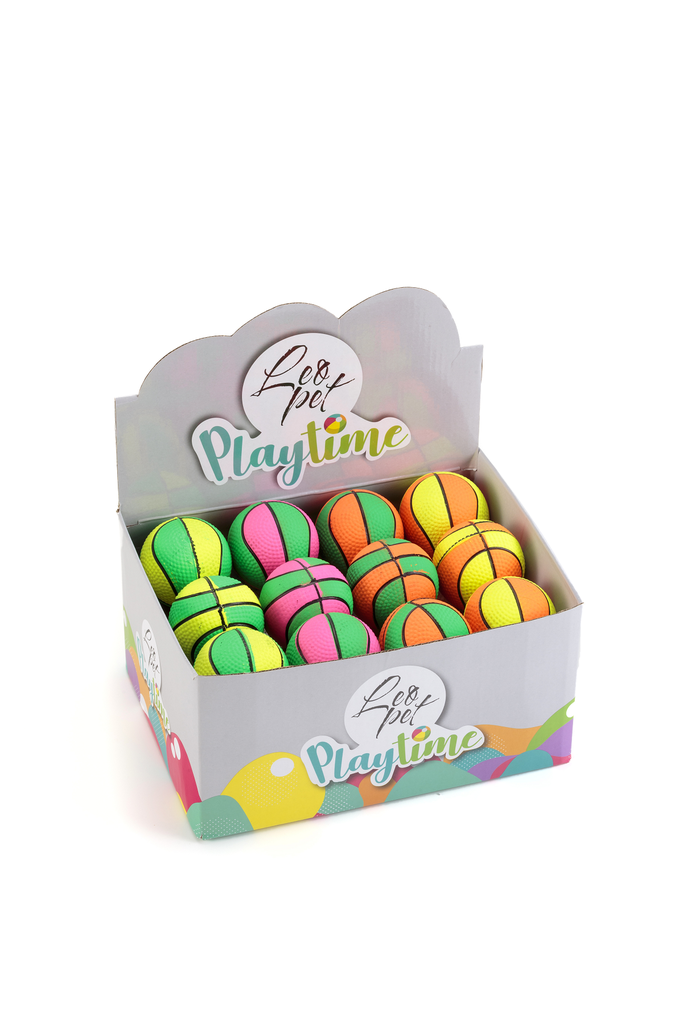 LEO PET PELOTA BASKET DE GOMA COLORES NEÓN 6,5 CM