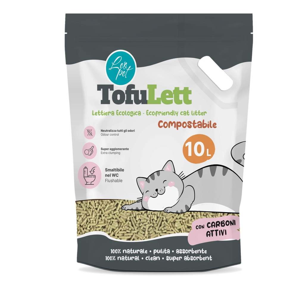 LEO PET ARENA DE TOFU CON CARBON ACTIVADO 10L 