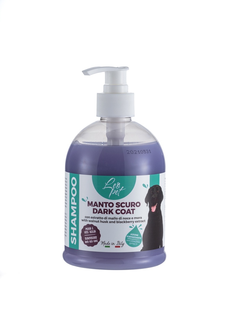 LEO PET CHAMPÚ PELO OSCURO CÁSCARA DE NUEZ Y MORA  500ml