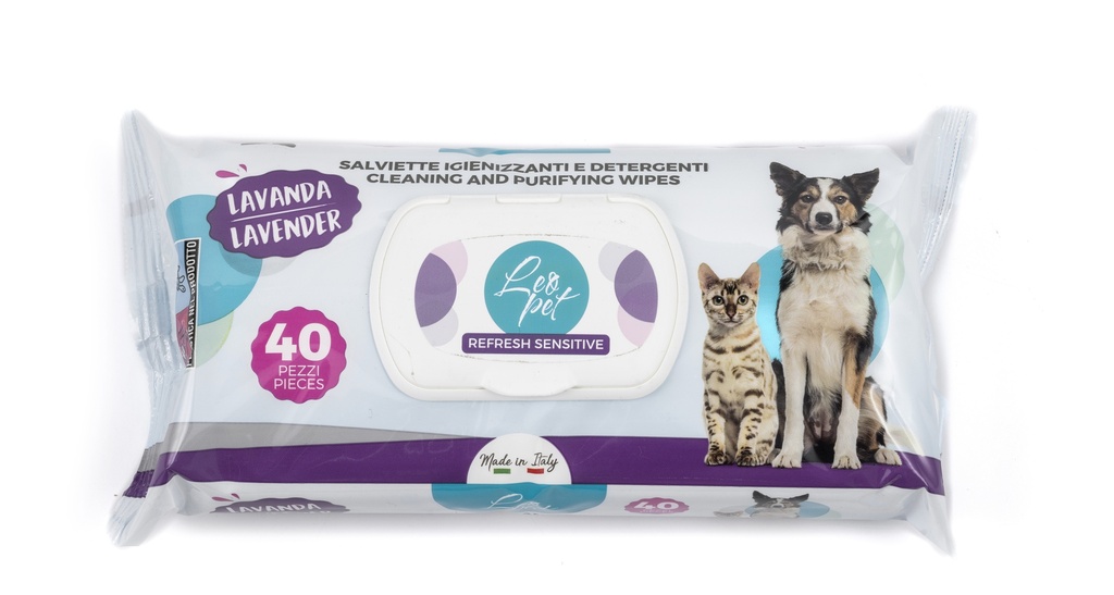 LEO PET 40 TOALLITAS LAVANDA 
