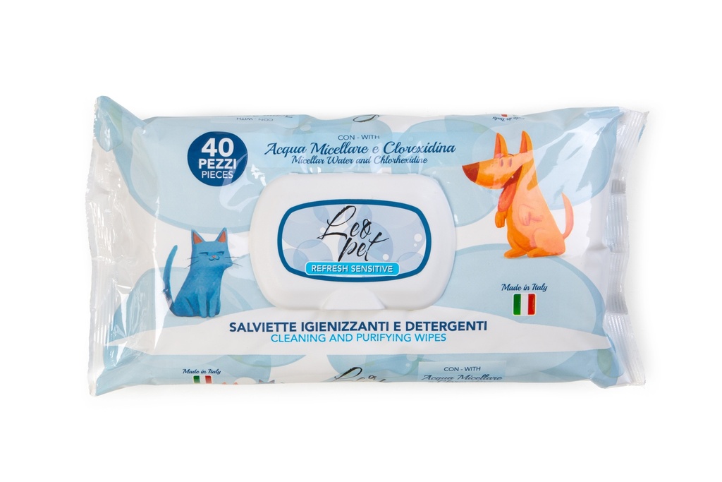 LEO PET TOALLITAS CLOREXIDINA Y AGUA MICELAR 40 UND.