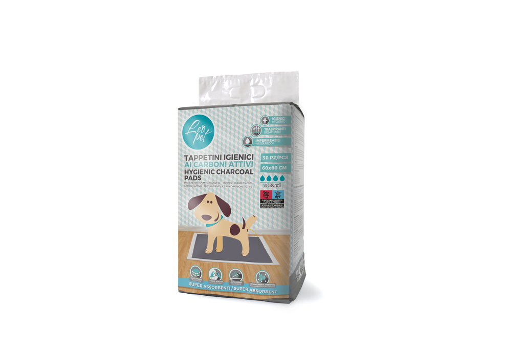 LEO PET EMPAPADORES CON CARBÓN ACTIVO Y TIRA ADHESIVA 60x60 30PZ