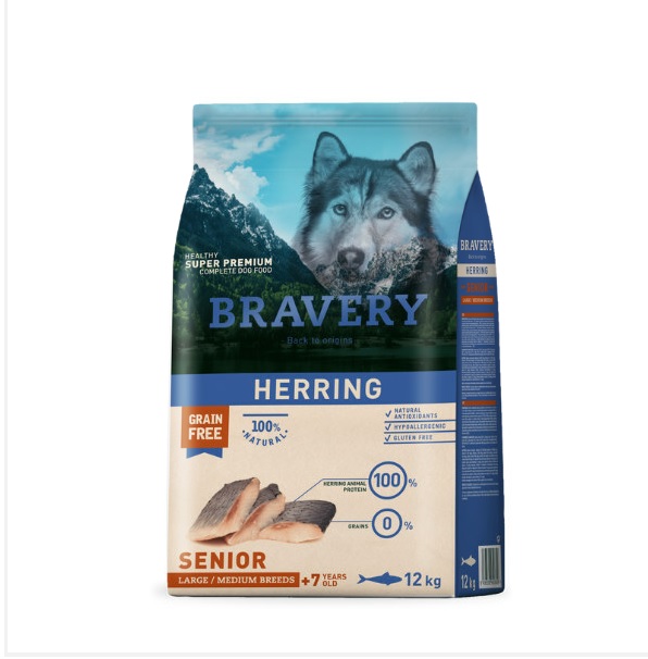 BRAVERY DOG SENIOR HERRING (ARENQUE MED/LARGE 12KG
