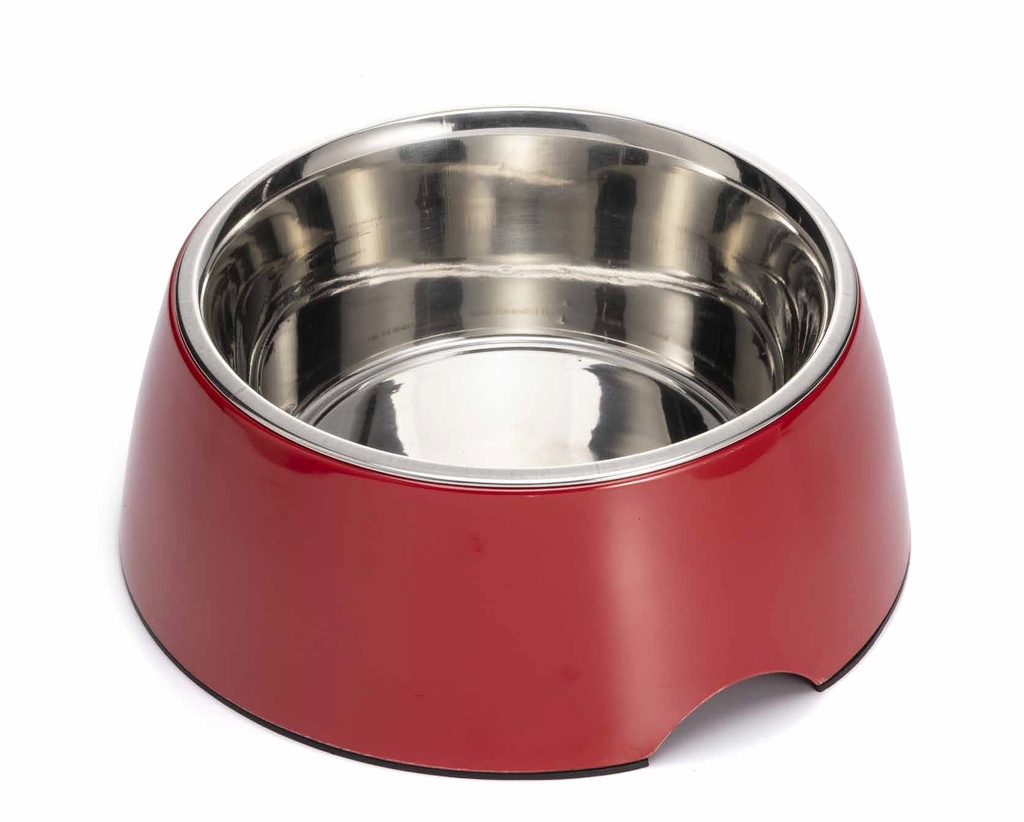 LEO PET BOL INOX DE MELAMINA ROJA ANTIDESLIZANTE 400 ML
