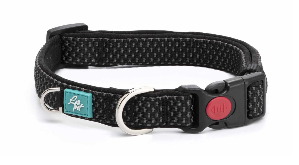 LEO PET COLLAR DE NYLON IMPERMEABLE ADVENTURE "EAST" NEGRO M 30-45 CM NEGRO