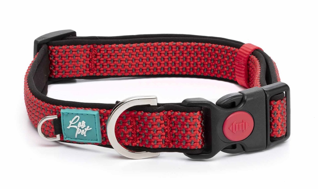 LEO PET COLLAR DE NYLON IMPERMEABLE ADVENTURE "EAST" ROJO L 35-55 CM