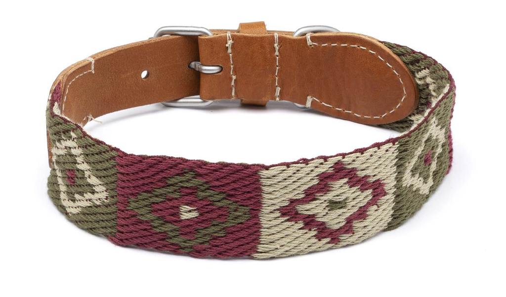 LEO PET COLLAR DE CINTA ESTAMPADO ROMBOS BASE VERDE 45X3.5CM 