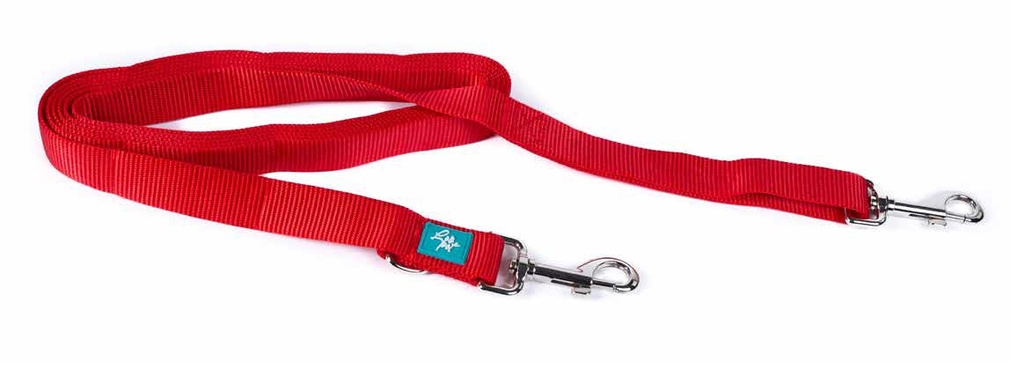 LEO PET CORREA CON DOBLE MOSQUETÓN DE NYLON ROJO XL 2,5 X 300 CM GROSOR 2,2MM