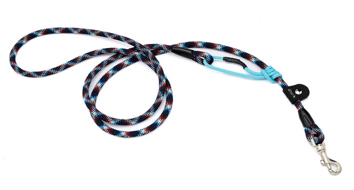 LEO PET CORREA DE CUERDA CON GANCHO CM 200 COLOR AZUL/NEGRO