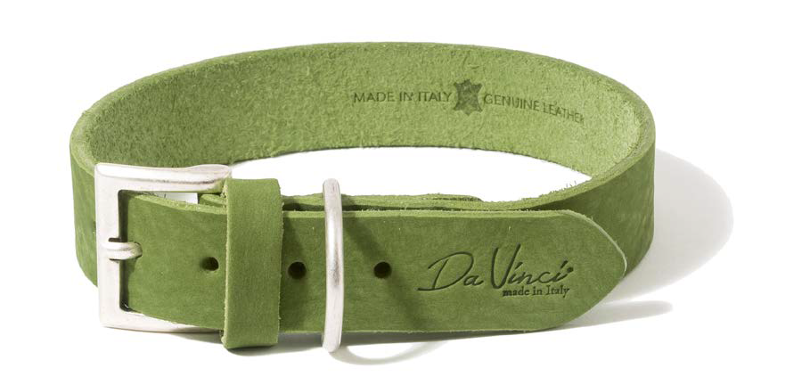 LEO PET FATTED LEATHER COLLAR 55x3 CM GREEN