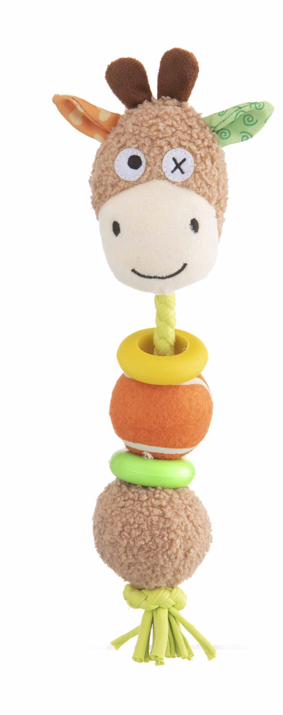 LEO PET JUGUETE MULTICOLOR EN TEJIDO-PELUCHE Y PELOTA TENNIS