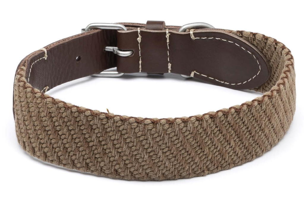 LEO PET COLLAR DE CINTA COLOR LISO MARRÓN LAVADO 55X3.5CM
