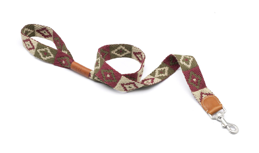 LEO PET CORREA DE CINTA ESTAMPADO ROMBOS BASE VERDE 120 CM 