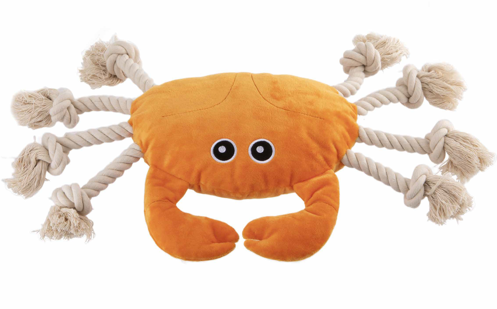 LEO PET JUGUETE CANGREJO GIGANTE DE PELUCHE Y CUERDA 