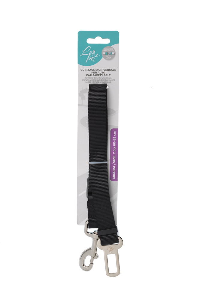 LEO PET CINTURÓN UNIVERSAL PARA COCHE 2x38-60 CM COLOR NEGRO