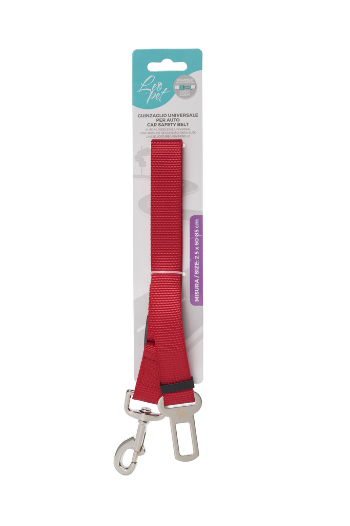 LEO PET CINTURÓN UNIVERSAL PARA COCHE 2,5x60-85CM COLOR ROJO 