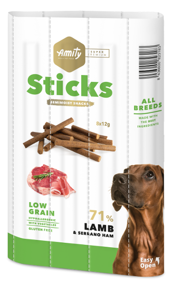 AMITY STICKS LAMB & SERRANO HAM 96GR    