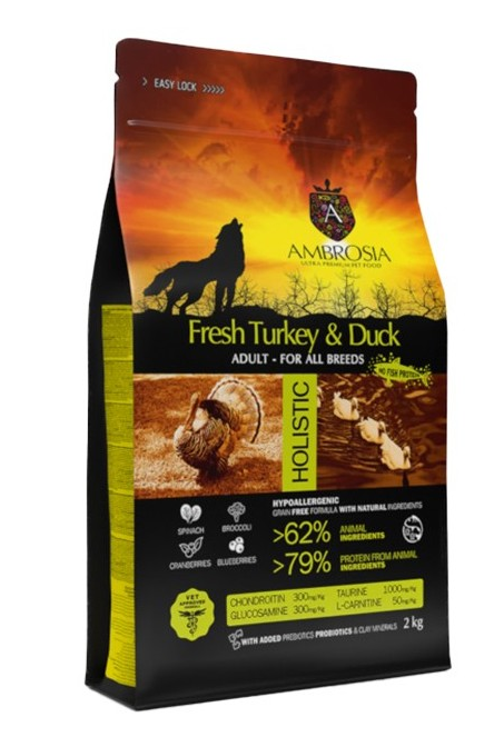 AMBROSIA DOG PAVO FRESCO & PATO 12KG