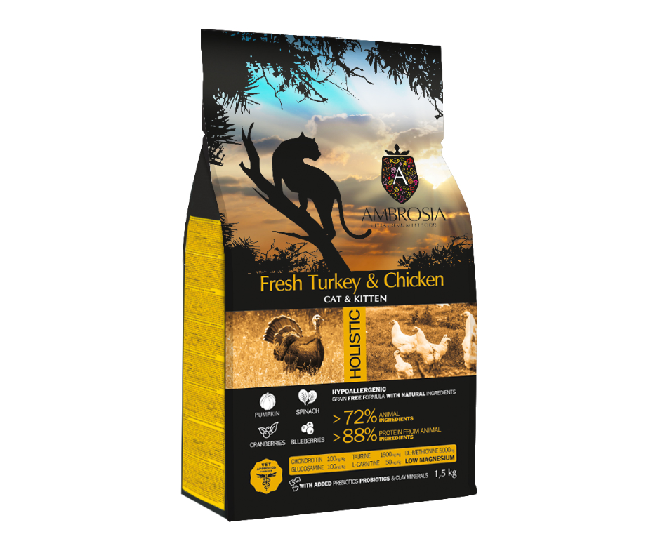 AMBROSIA CAT KITTEN PAVO FRESCO & POLLO 1,5KG