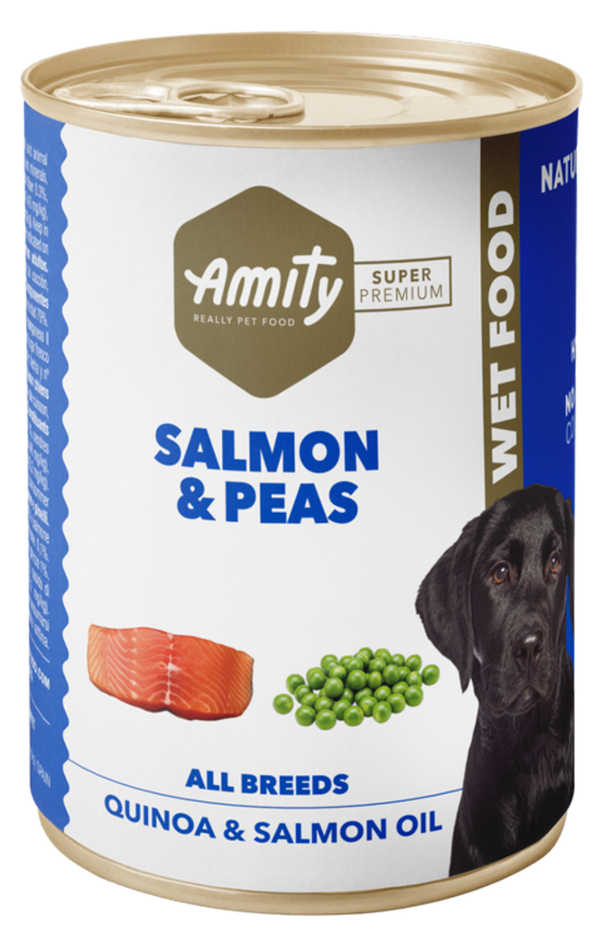 AMITY LATA LOW GRAIN DOG SALMÓN & GUISANTES 400GR (24 UND.)  