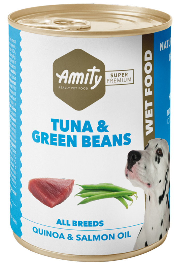 AMITY LATA LOW GRAIN DOG ATÚN & JUDÍAS VERDES 400GR (24 UND.)