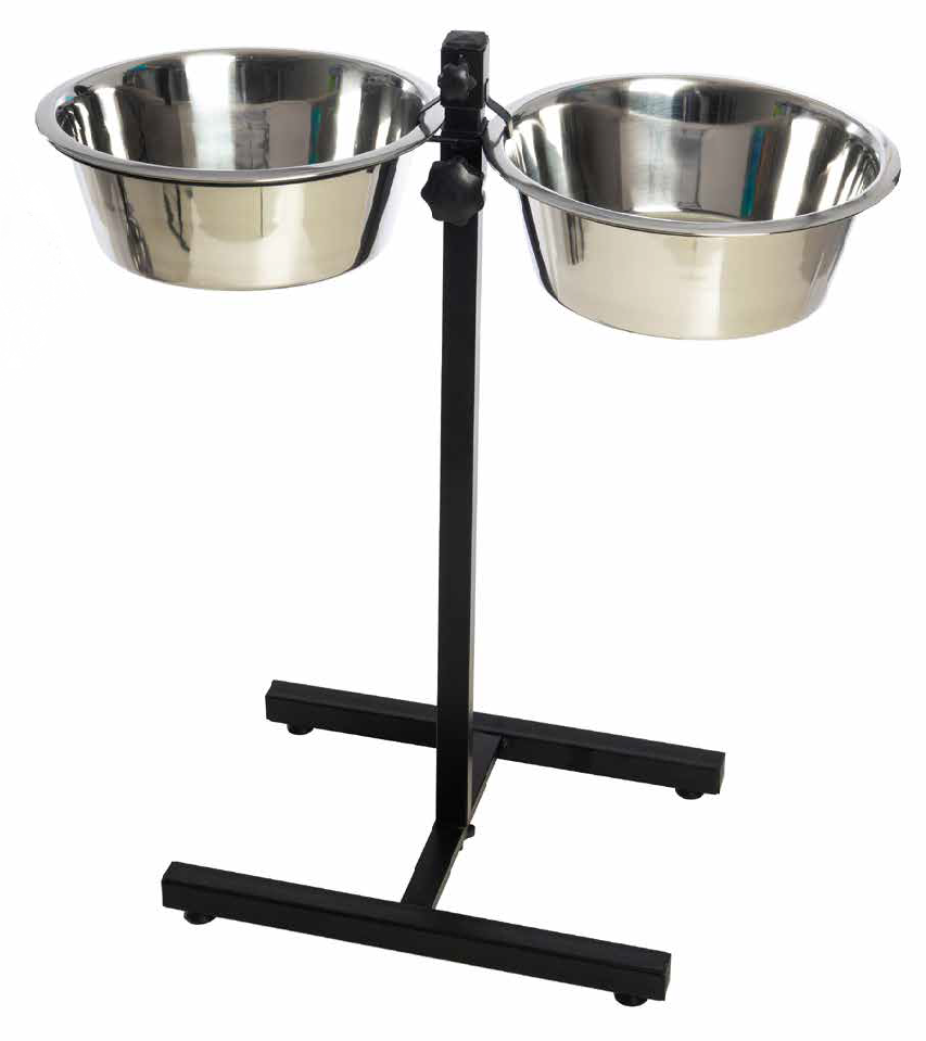 LEO PET SOPORTE EN FORMA DE H CON 2 CUENCOS 2800ML DE ACERO INOXIDABLE 60CM DE ALTURA 