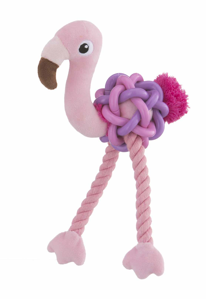 LEO PET JUGUETE FLAMENCO DE PELUCHE CON PVC Y CUERDA