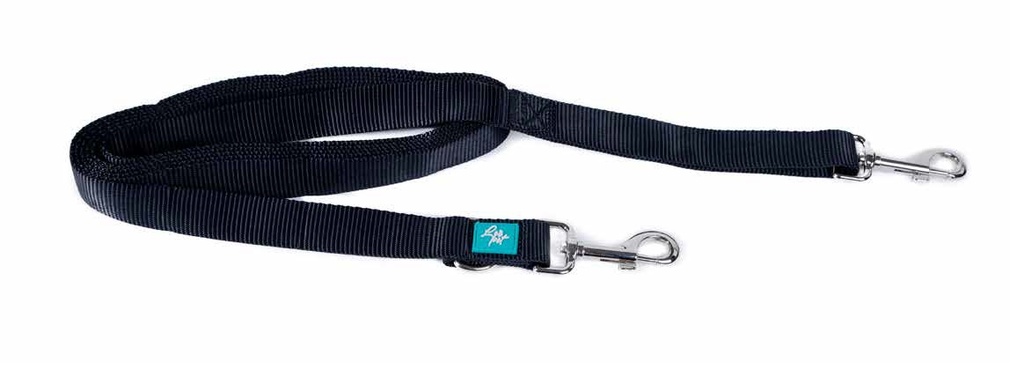 LEO PET CORREA CON DOBLE MOSQUETÓN DE NYLON NEGRO XXL 2,5X500CM GROSOR 2,2MM 