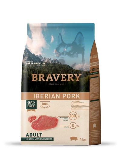 [04PE004000.0021.0096] BRAVERY DOG ADULT IBERIAN PORK MED-LARGE 4KG