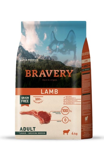 [04PE004000.0023.0096] BRAVERY DOG ADULT LAMB  MED-LARGE 4KG